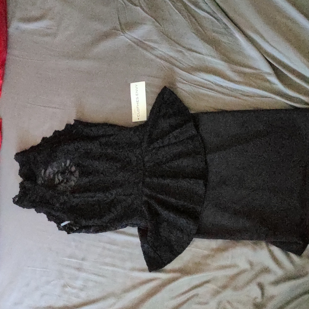 Black peplum backless lace dress size s